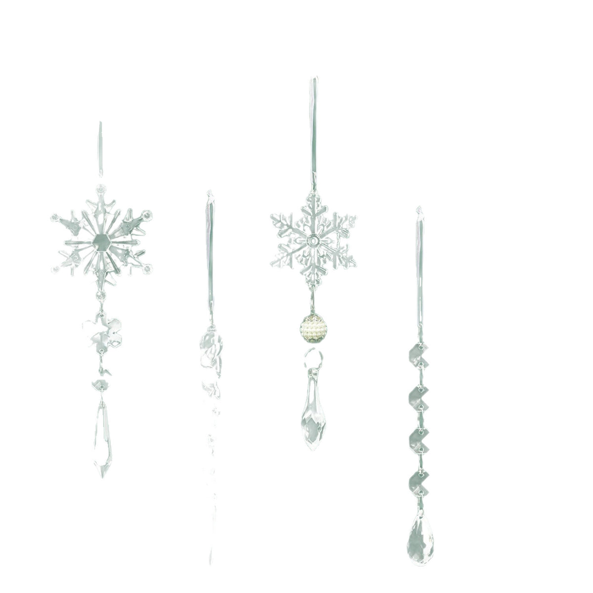 18 Pack Acrylic Christmas Tree Ornaments Set, Snowflake and Icicle Hanging Decorations