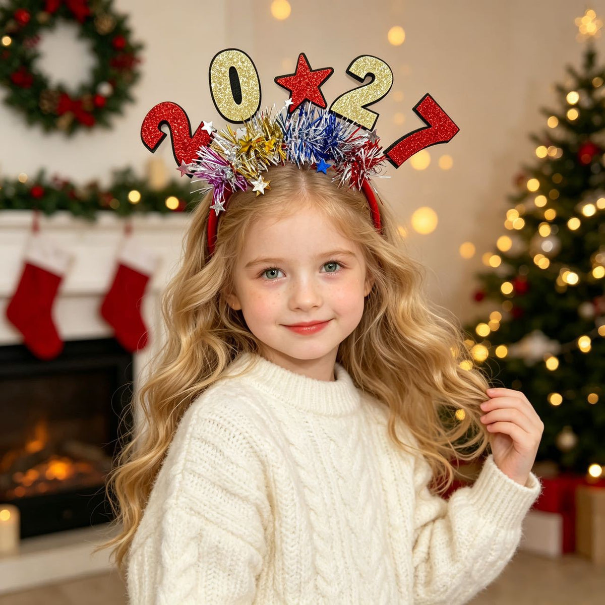 Christmas Party Headbands with Colorful Strips, Holiday Celebration Headwear