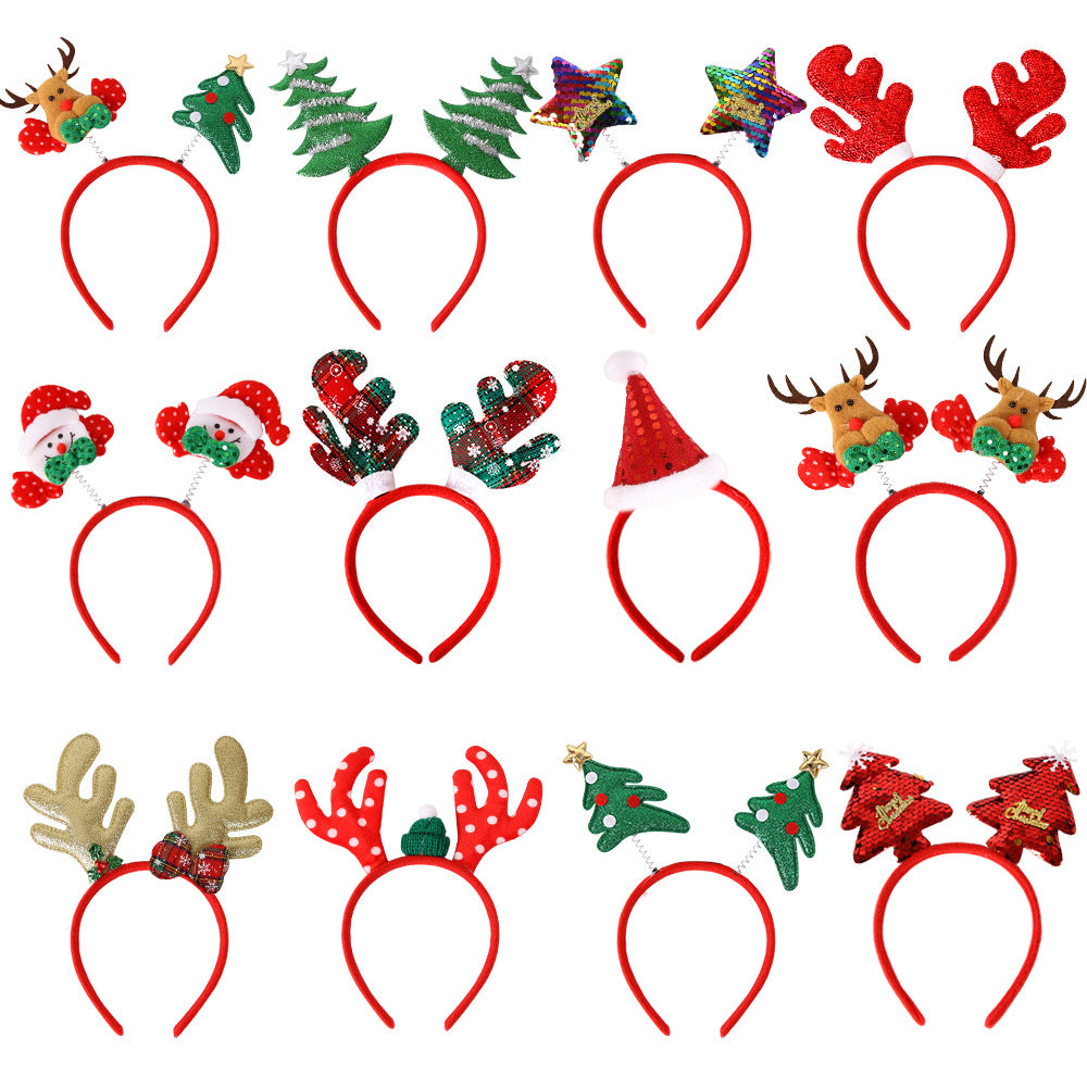 Reindeer Antler Star Headband, Christmas Plastic Hair Hoop for Kids Party Decorations