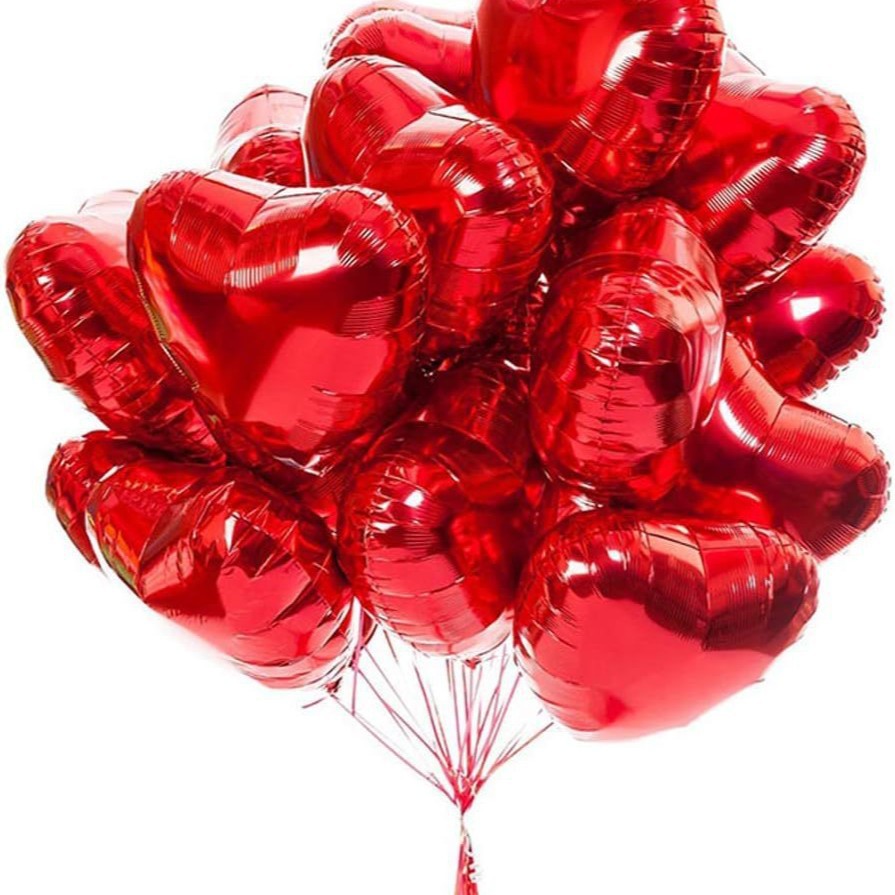 10 Pack 18 Inch Heart Star 4D Foil Balloons Set, Valentine's Day Wedding Birthday Graduation Party Decorations
