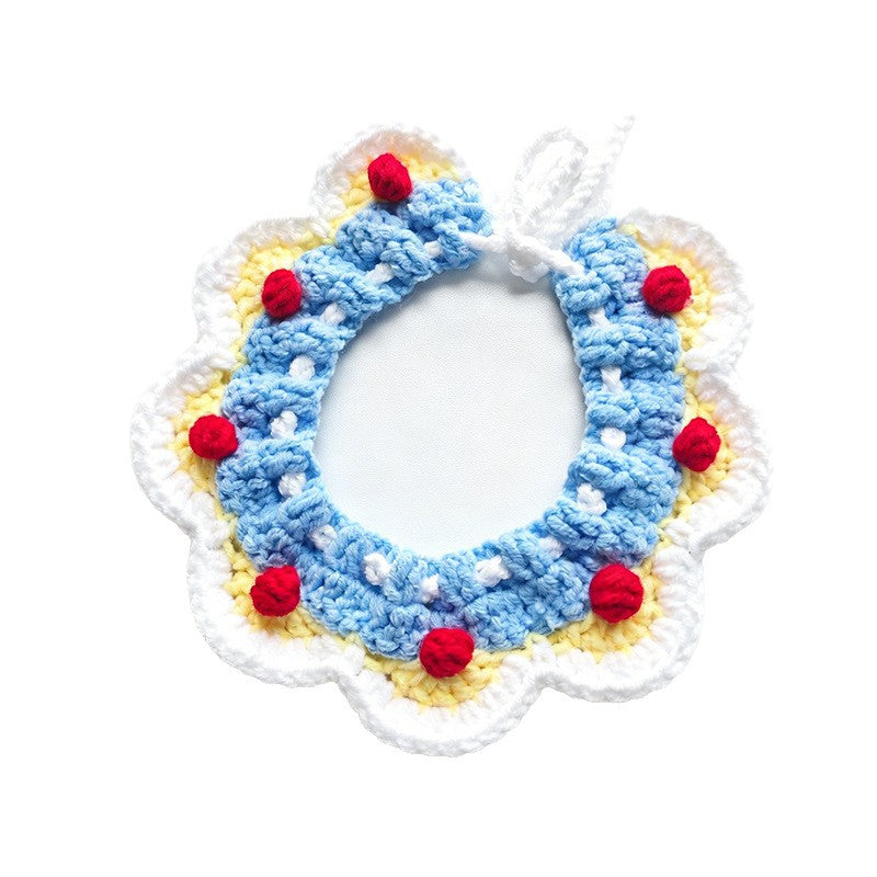 Christmas Knitted Pet Collar Cat Dog Neck Scarf Bow Tie Bib Winter Warm Pet Accessories