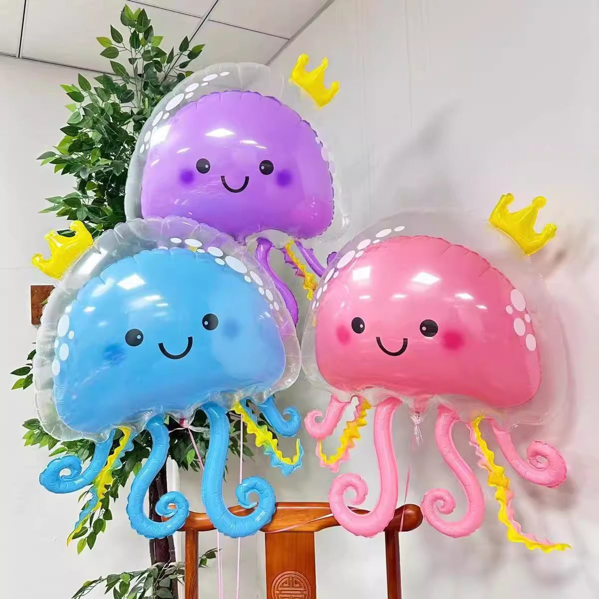 Glowing Jellyfish Foil Balloon, Octopus Shaped Light Up Aluminum Balloon For Night Market Party Props