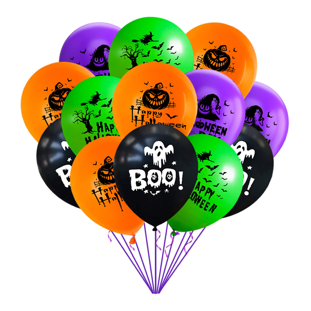 Halloween Balloon Party Decorations Set, Skeleton Ghost Pumpkin Latex Balloons For Spooky Party Supplies