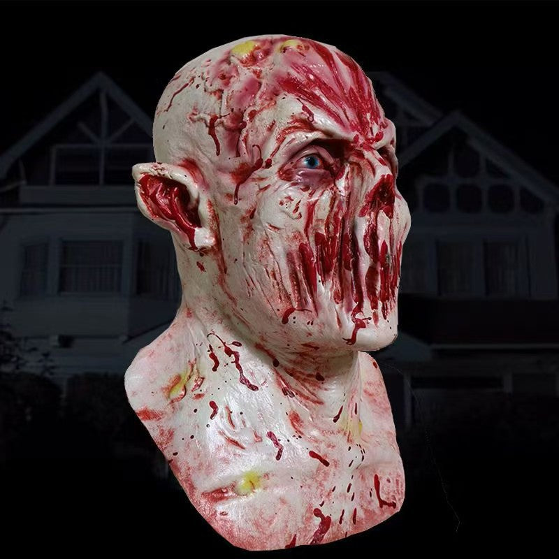 Halloween Vampire Latex Face Mask, Scary Lip-less Prank Mask Headpiece