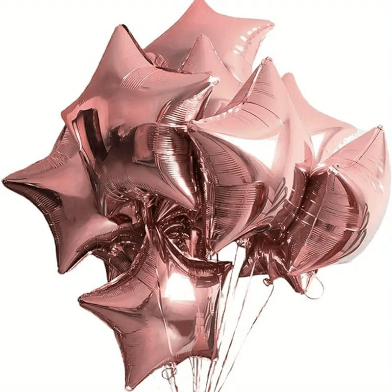 10 Pack 18 Inch Heart Star 4D Foil Balloons Set, Valentine's Day Wedding Birthday Graduation Party Decorations