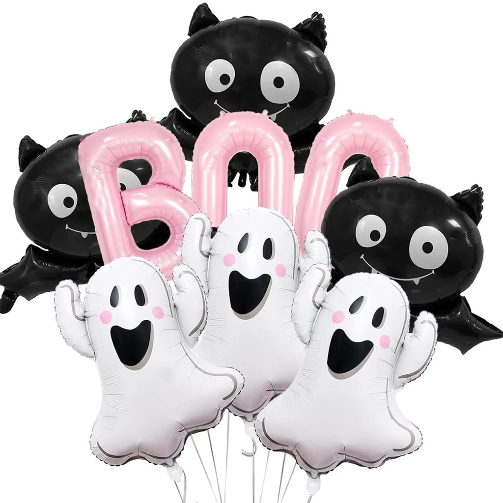 Halloween Foil Balloon Set, Ghost Pumpkin Spider And BOO Letter Balloons For Party Decorations