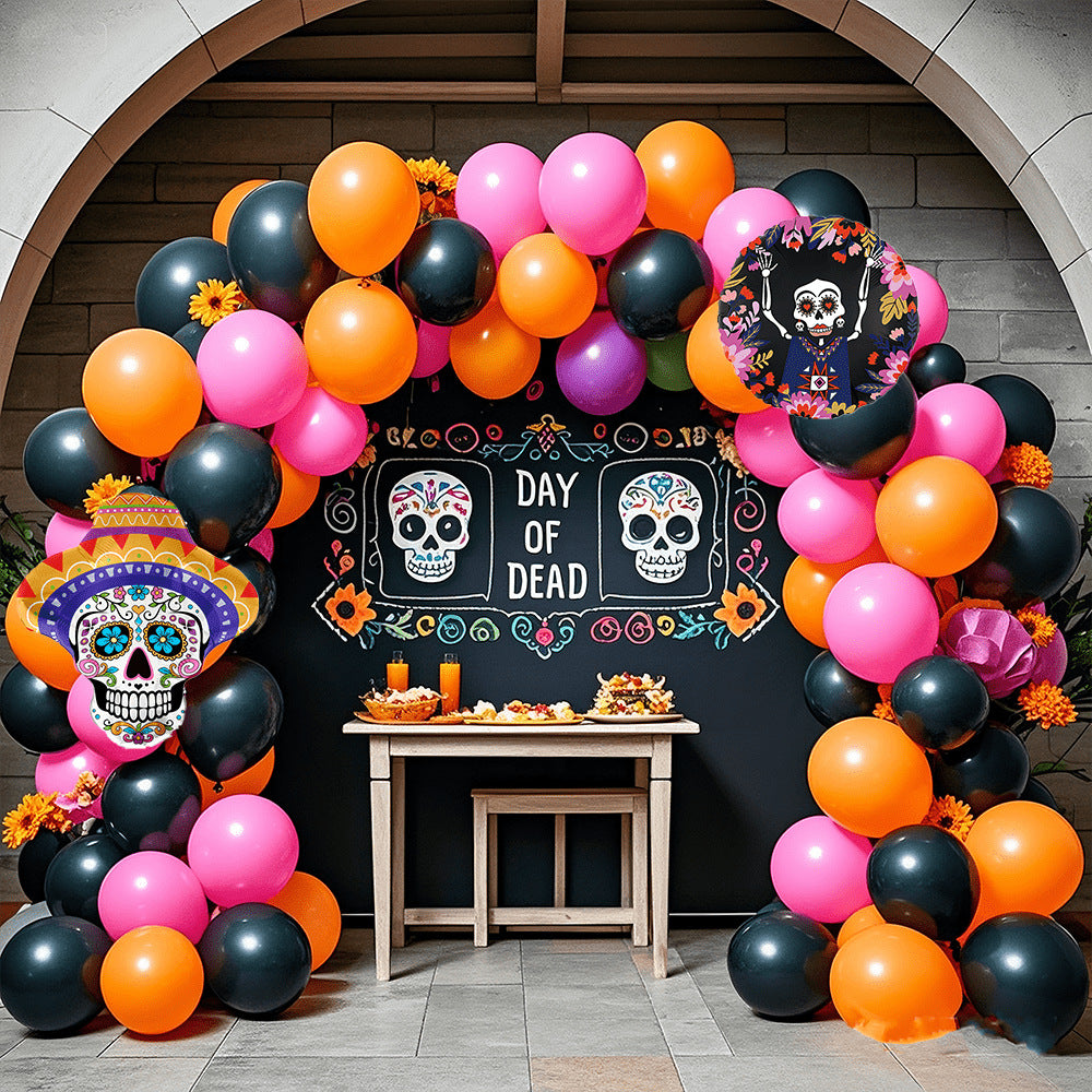 Halloween Foil Balloon Bundle, Skull Theme Party Decoration Set for Birthday