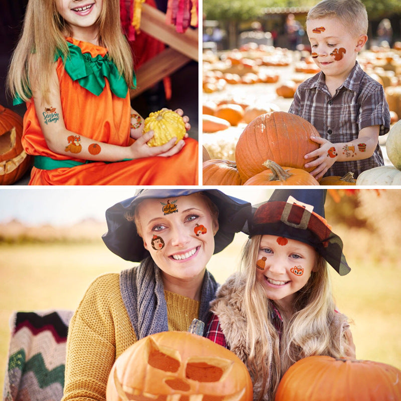 Fall Temporary Tattoos Waterproof Sweat Resistant Pumpkin Thanksgiving Party Stickers