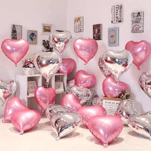 10 Pack 18 Inch Heart Star 4D Foil Balloons Set, Valentine's Day Wedding Birthday Graduation Party Decorations