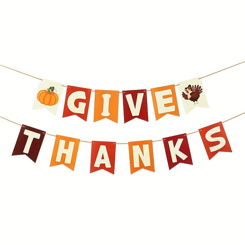 Thanksgiving Bunting Banner Turkey Ornaments Party Decorations Harvest Hanging Set