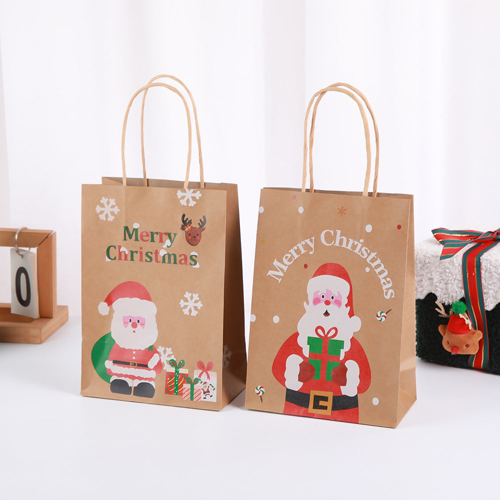 Cartoon Christmas Gift Bags, Creative Holiday Party Favor Paper Bags with Handles