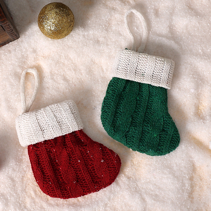 Knitted Mini Christmas Stockings, Small Holiday Hanging Decorations for Home Window Display