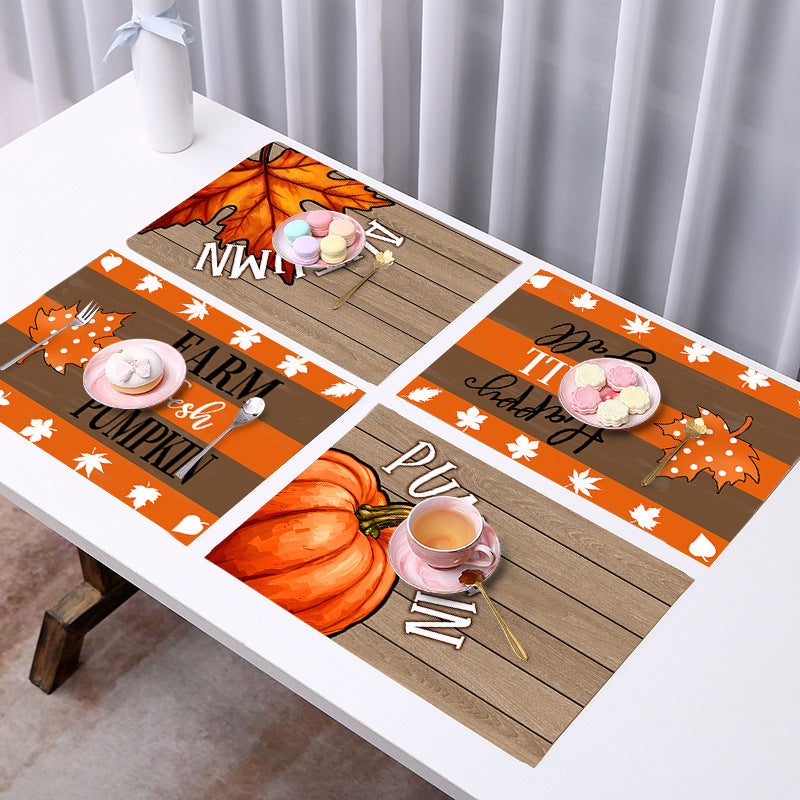 Fall Maple Leaf Fabric Placemats Heat Resistant Table Mats Family Dining Room Decor