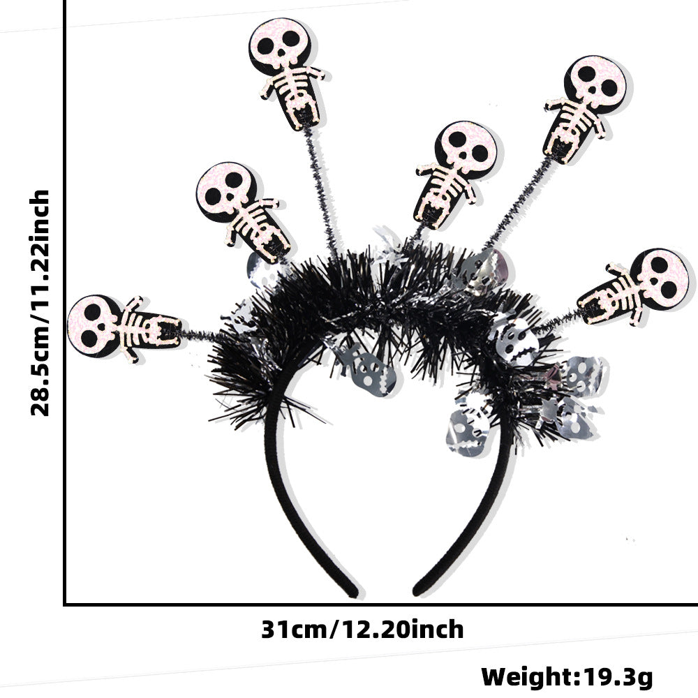 Halloween Pumpkin Spider Headband with Strips, Funny Radial Colorful Party Headwear
