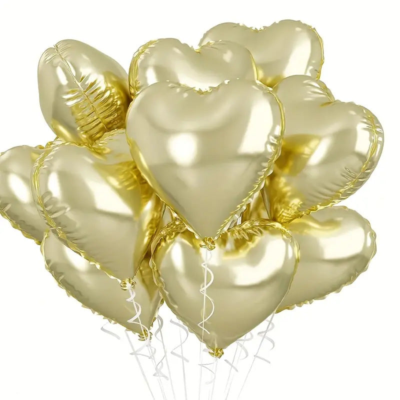 10 Pack 18 Inch Heart Star 4D Foil Balloons Set, Valentine's Day Wedding Birthday Graduation Party Decorations