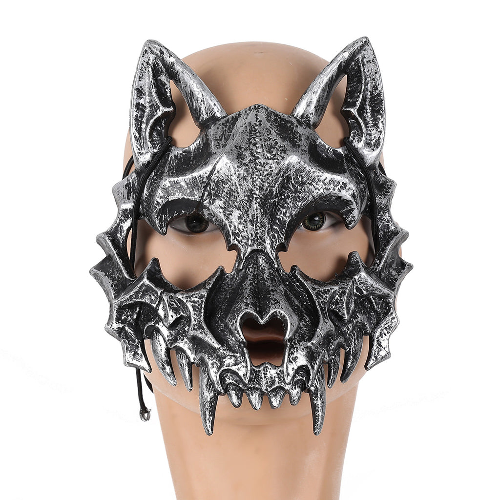 Halloween Half Face Cosplay Masks, Dragon Tiger Yokai Werewolf And Skull Masks For Performance Costumes