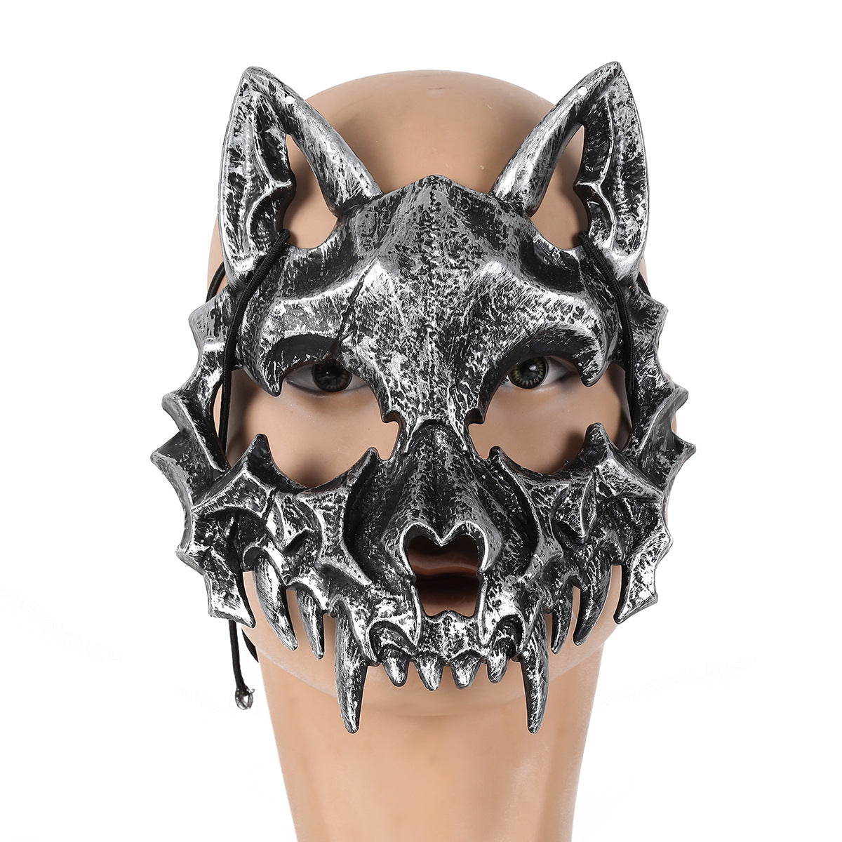 Halloween Half Face Cosplay Masks, Dragon Tiger Yokai Werewolf And Skull Masks For Performance Costumes