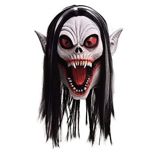 Vampire Latex Mask With Hair, Morbius Style Horror Head Mask For Masquerade Party Halloween Costume