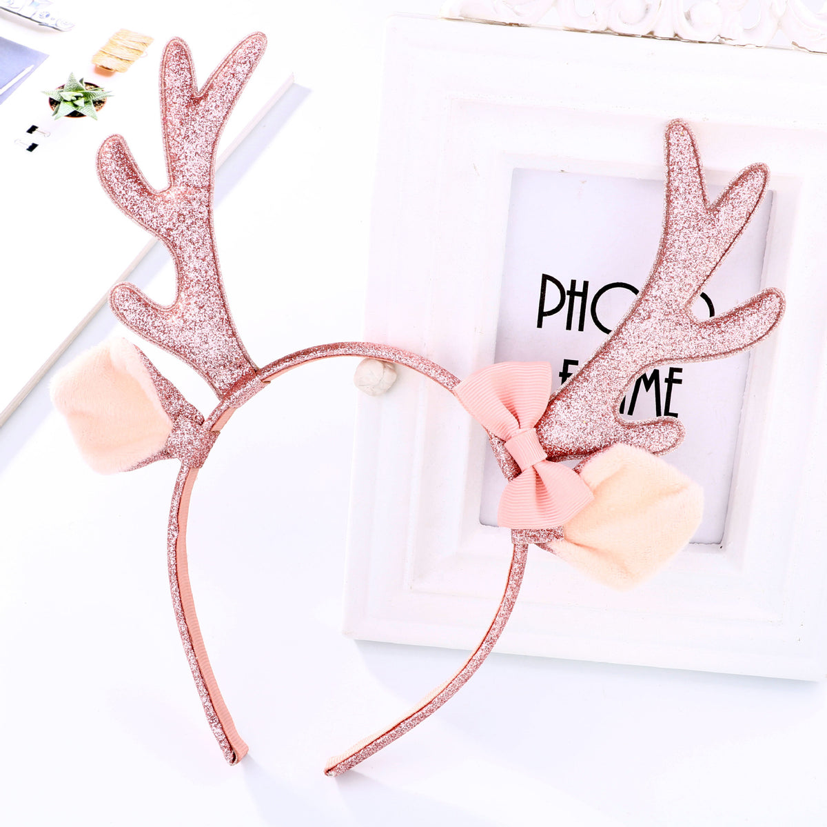 Kids Cartoon Headband, Creative Bow Antler Hair Hoop For Christmas Holiday Party Hair Accessories
