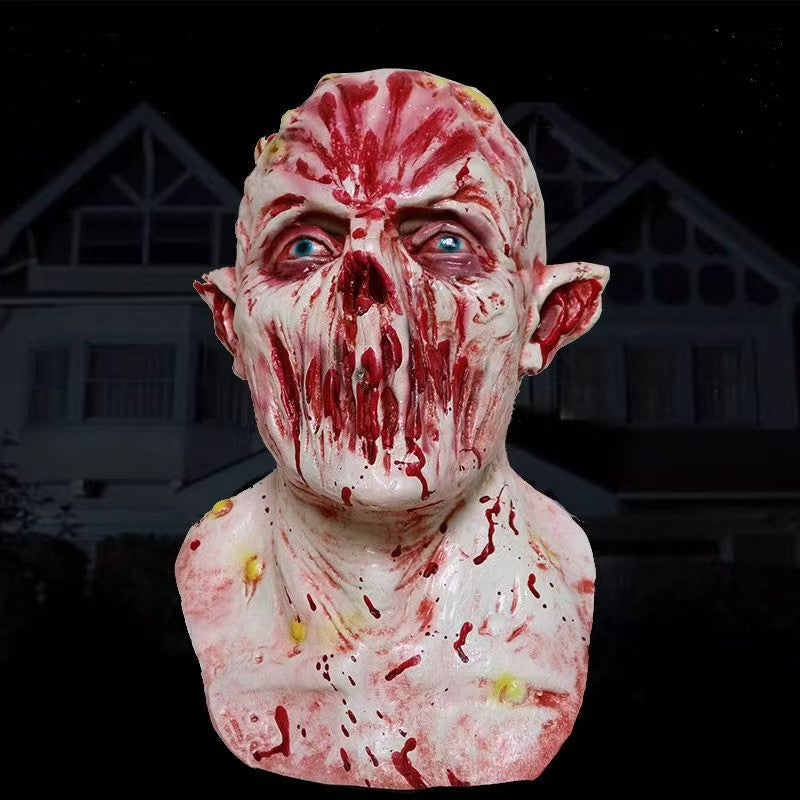 Halloween Vampire Latex Face Mask, Scary Lip-less Prank Mask Headpiece