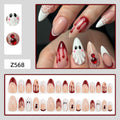 Halloween Blood Drip Ghost Press On Nails, Sweet Cool Spider Web French False Nails Eco Friendly