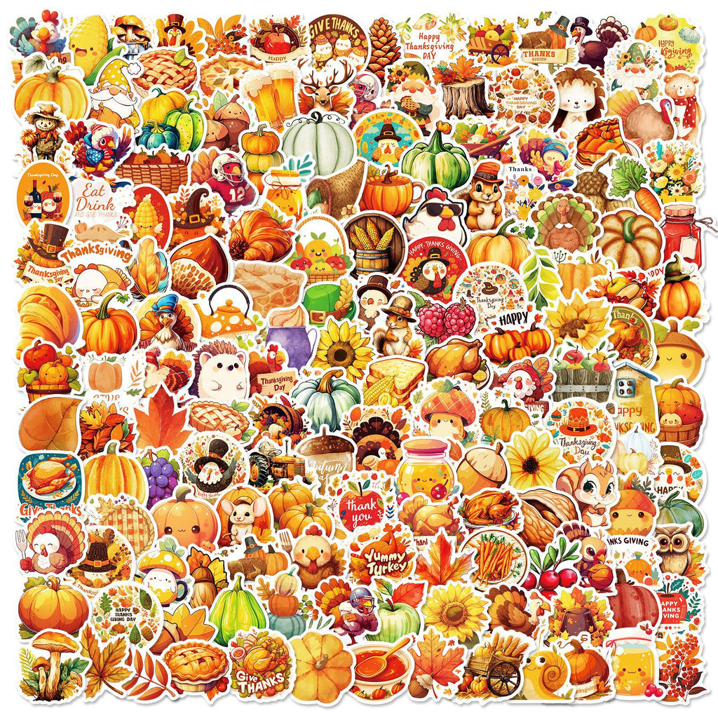 Thanksgiving Stickers Pack, Fall Harvest Turkey Maple Leaf Graffiti Decals for Luggage