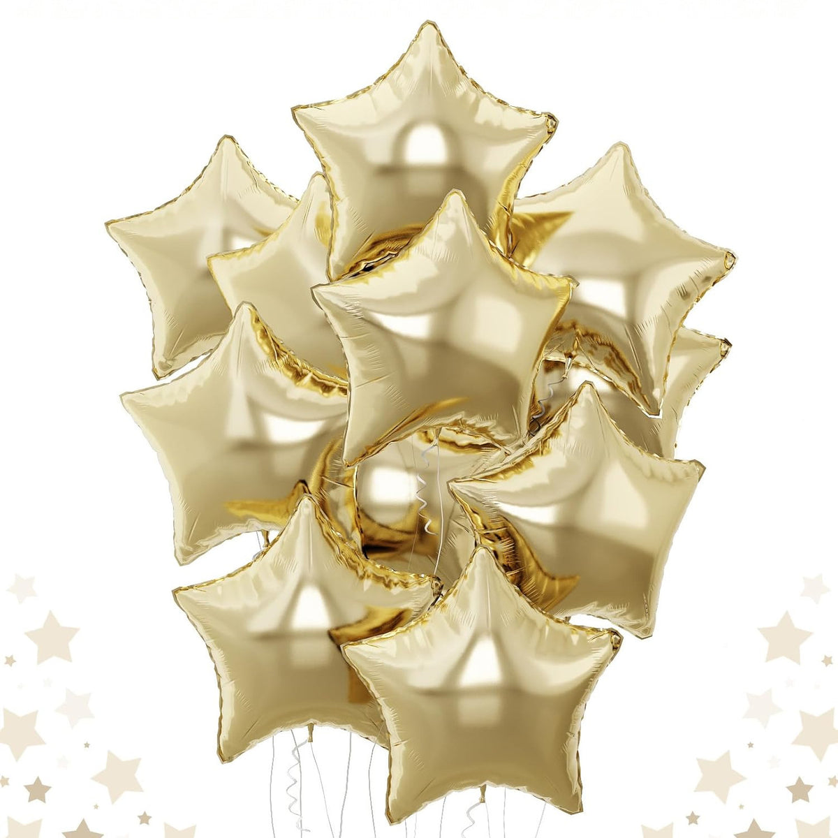 10 Pack 18 Inch Heart Star 4D Foil Balloons Set, Valentine's Day Wedding Birthday Graduation Party Decorations