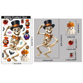 Halloween Funny Skull Pumpkin Bat Static Cling Glass Stickers, Creative Party Decoration Decals