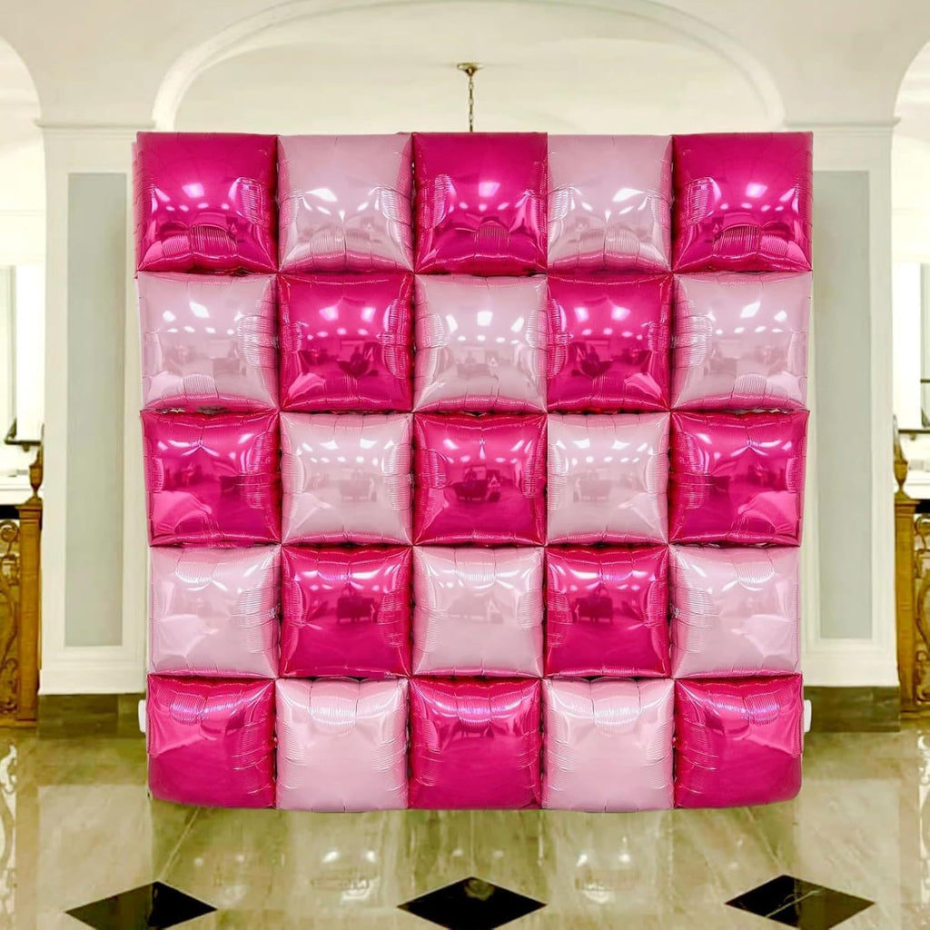 DIY Double Sided Foil Balloon Square Backdrop Set, Birthday Wedding Party Wall Decor