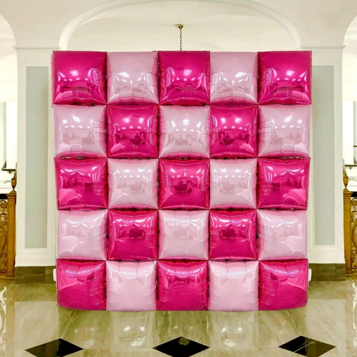 DIY Double Sided Foil Balloon Square Backdrop Set, Birthday Wedding Party Wall Decor