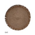 Round Fringed Braided Paper Placemats Boho Style Heat Resistant Table Mats for Dining