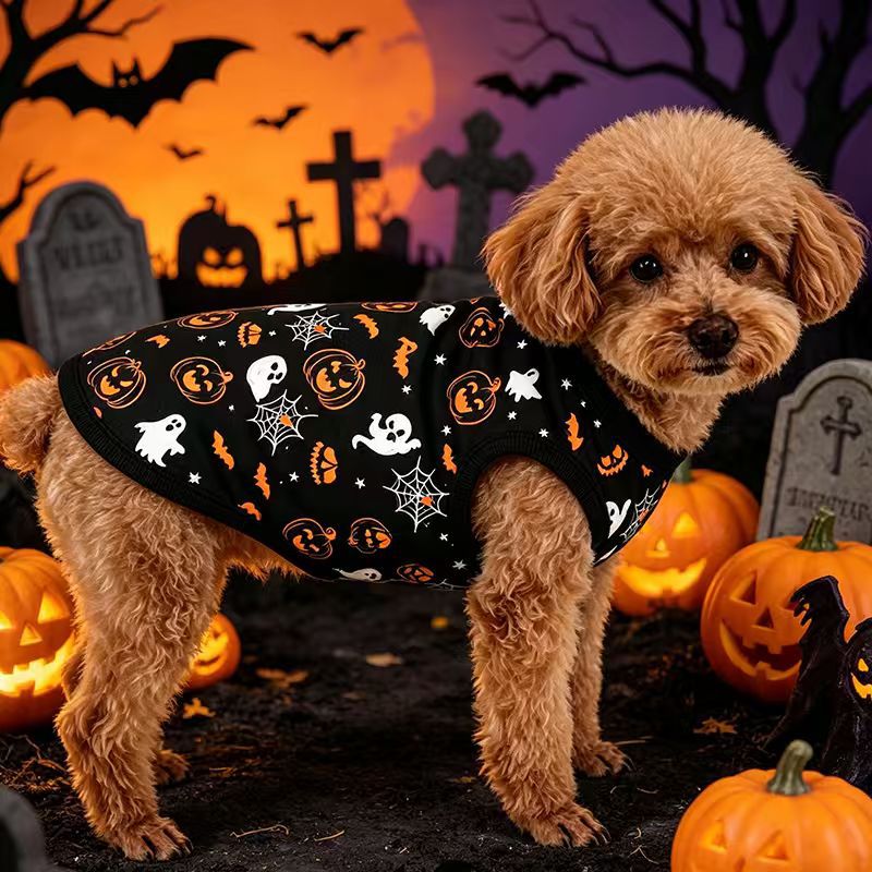 Pumpkin Vest Pet Clothes, Christmas Halloween Outfit for Dogs Cats Spring Summer Style