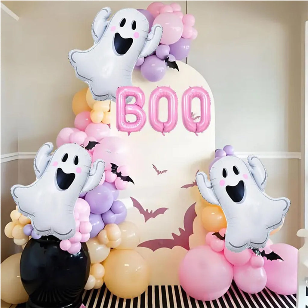 Halloween Foil Balloon Set, Ghost Pumpkin Spider And BOO Letter Balloons For Party Decorations