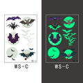 Halloween Glow in the Dark Face Tattoos for Kids, Green Fluorescent Waterproof Arm Stickers