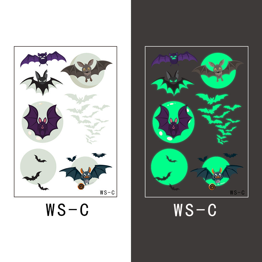 Halloween Glow in the Dark Face Tattoos for Kids, Green Fluorescent Waterproof Arm Stickers