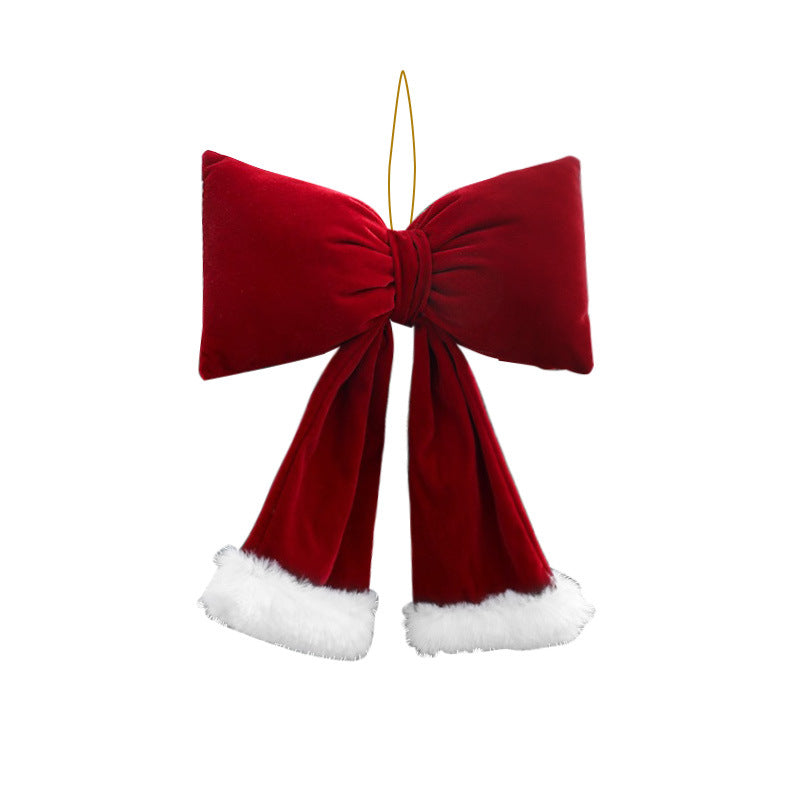 Plush Bow Christmas Ornaments, Festive Holiday Scene Decorations for Mall Store Display