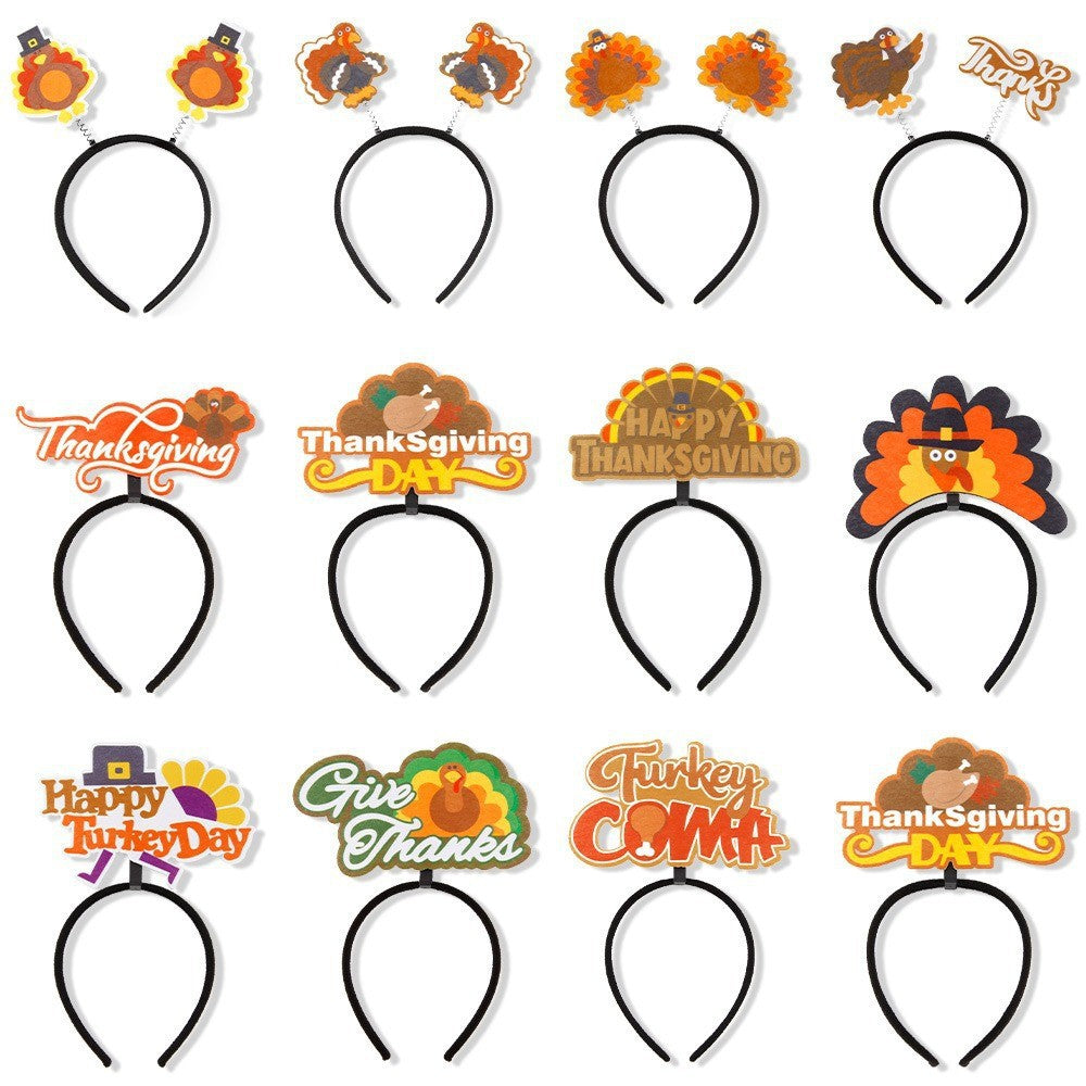 Thanksgiving Turkey Letter Headband Pumpkin Party Costume Accessory Headpiece