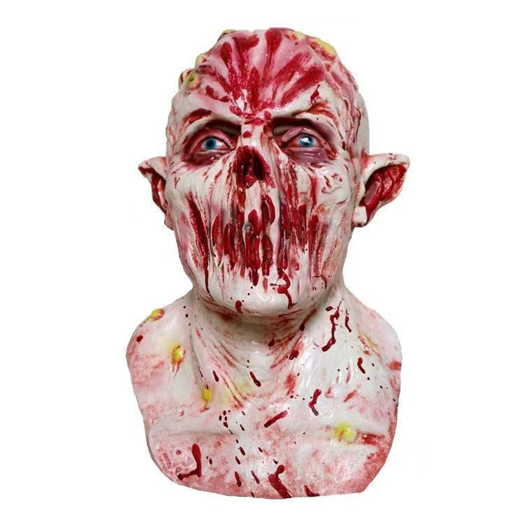 Halloween Vampire Latex Face Mask, Scary Lip-less Prank Mask Headpiece