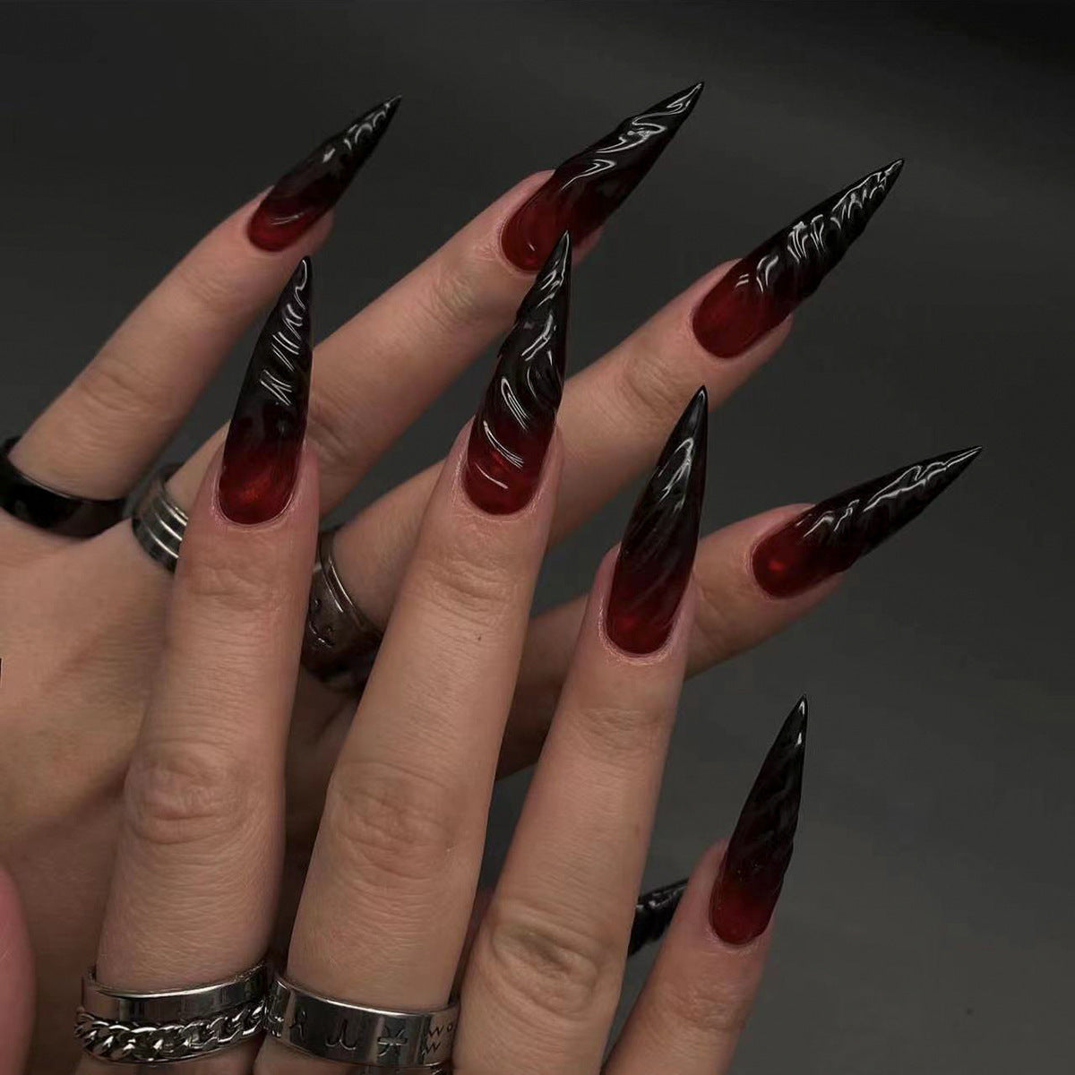 Halloween 3D Press On Nails, Spider Bat Long Blood Drip False Nails For Spooky Party Look