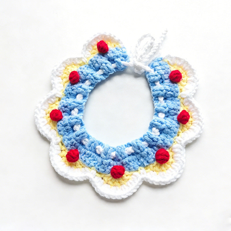 Christmas Knitted Pet Collar Cat Dog Neck Scarf Bow Tie Bib Winter Warm Pet Accessories