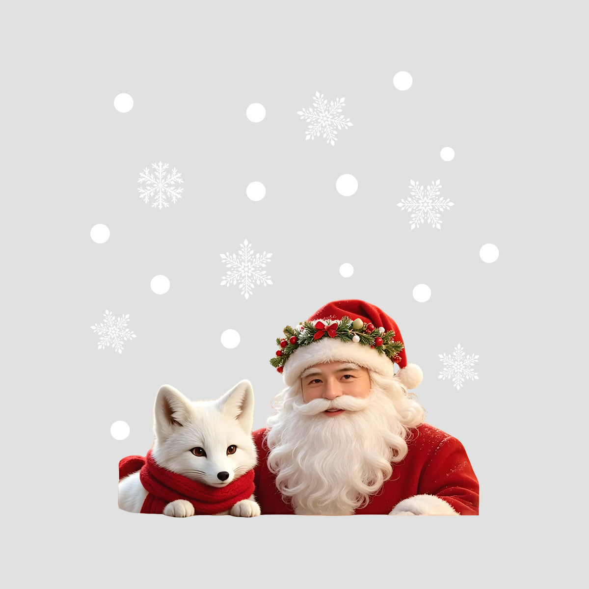 Christmas Window Cling Santa White Fox Realistic Style Static Glass Sticker Cozy Home Decor
