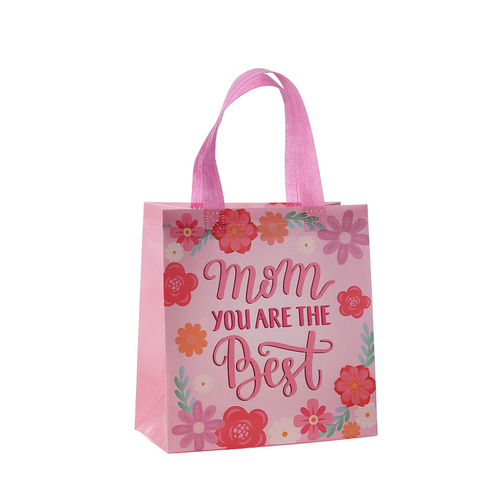 Pink Letter Print Tote Bag Non Woven Waterproof Gift Bag Mother's Day Thanksgiving Packaging