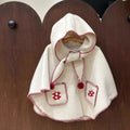 Girls Hooded Cape Trench Coat Fall Winter Fashion Kids Cloak Baby Shawl Christmas Outwear