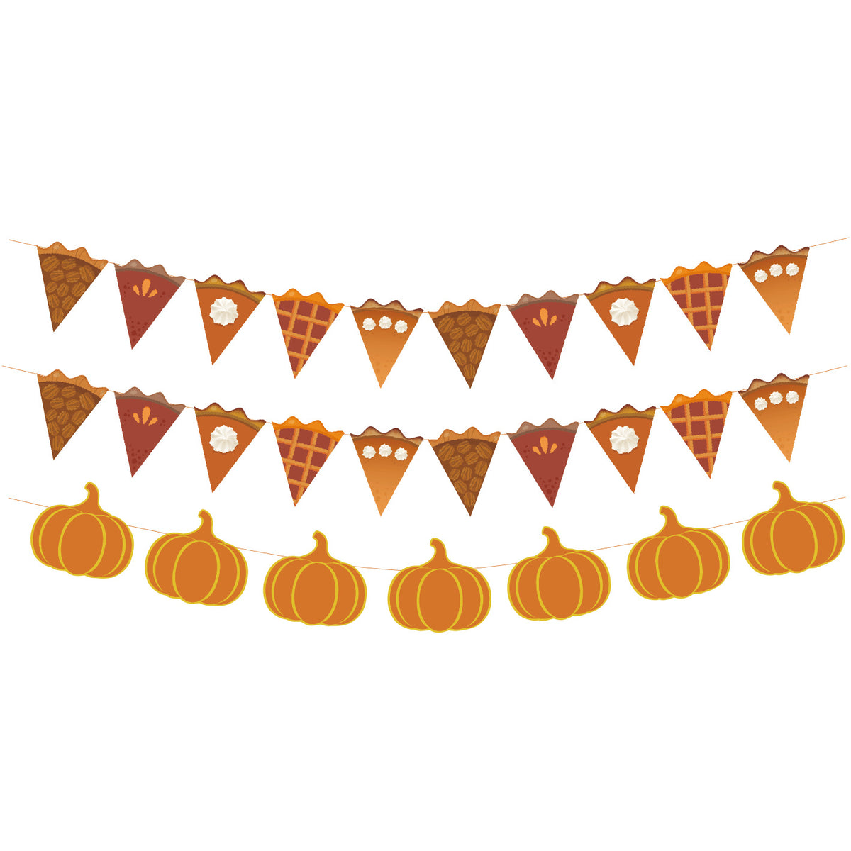 Give Thanks Fall Harvest Bunting Flag, Burlap Triangle Banner Decor
