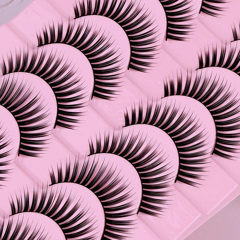 10 Pairs Hard Band False Eyelashes, Comic Doll Little Devil Cluster Lashes for Women