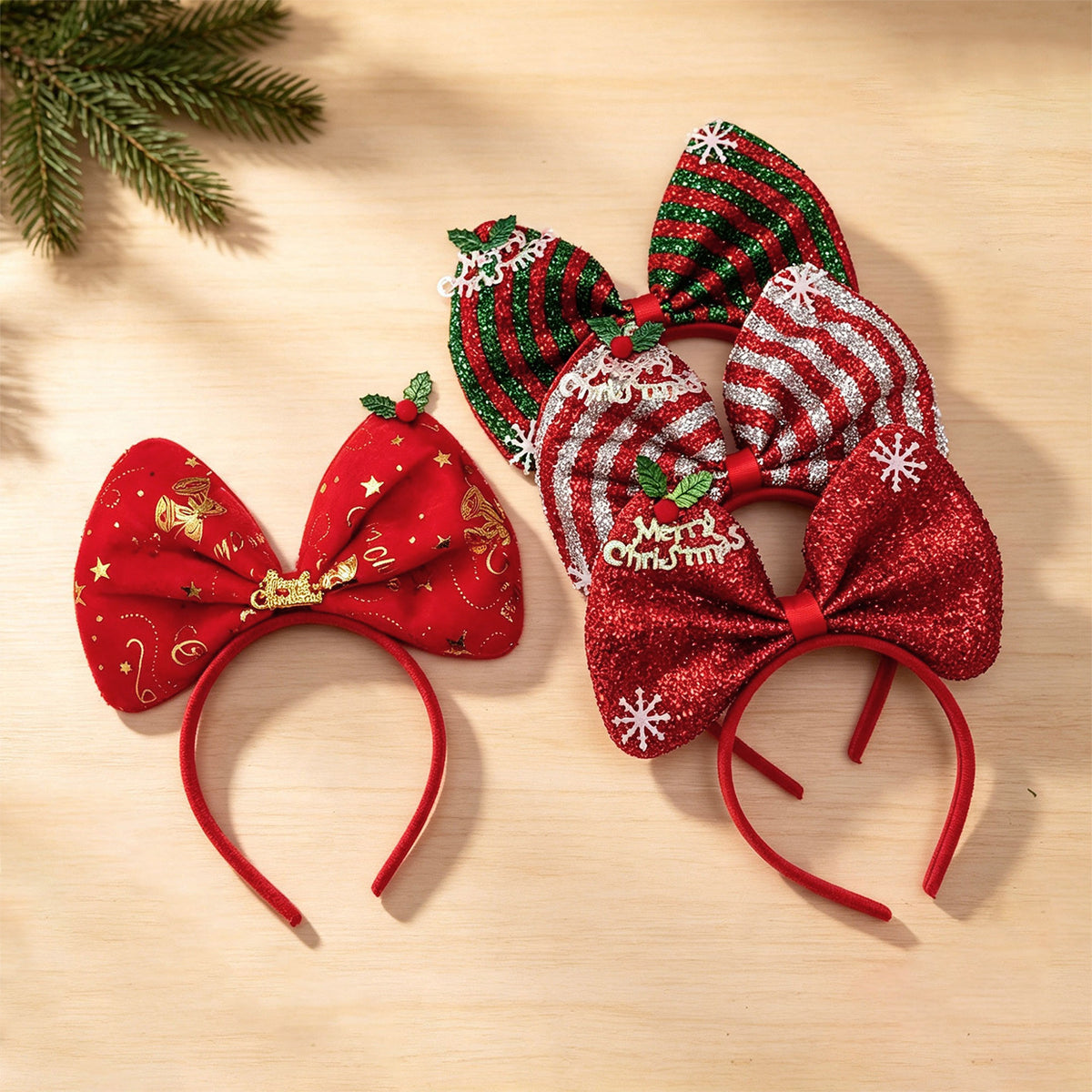 Christmas Big Bow Headband, Festive Satin Hair Hoop for Adults and Kids Holiday Party Costume
