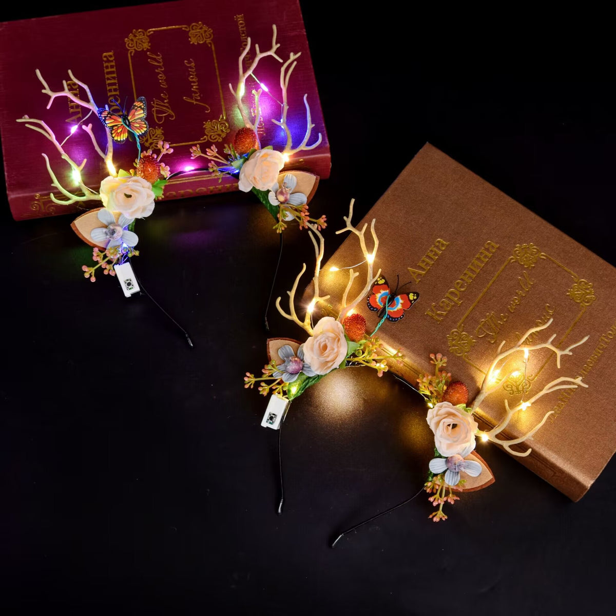 Christmas Light Up Reindeer Antler Headband, Glowing Hair Hoop for Kids Holiday Party Favors