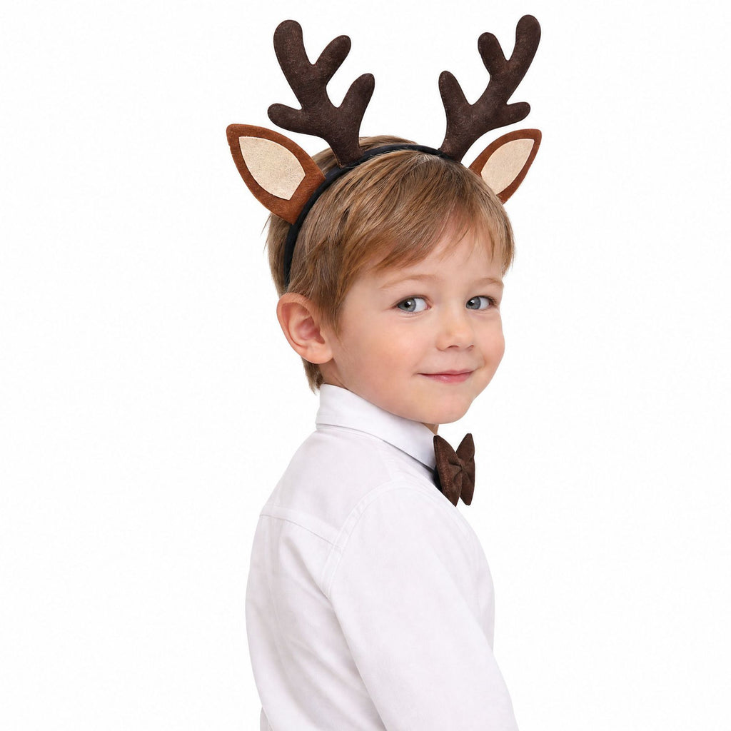 Reindeer Antler Ear Headband for Kids, Cute Christmas Party Costume Hair Accessory