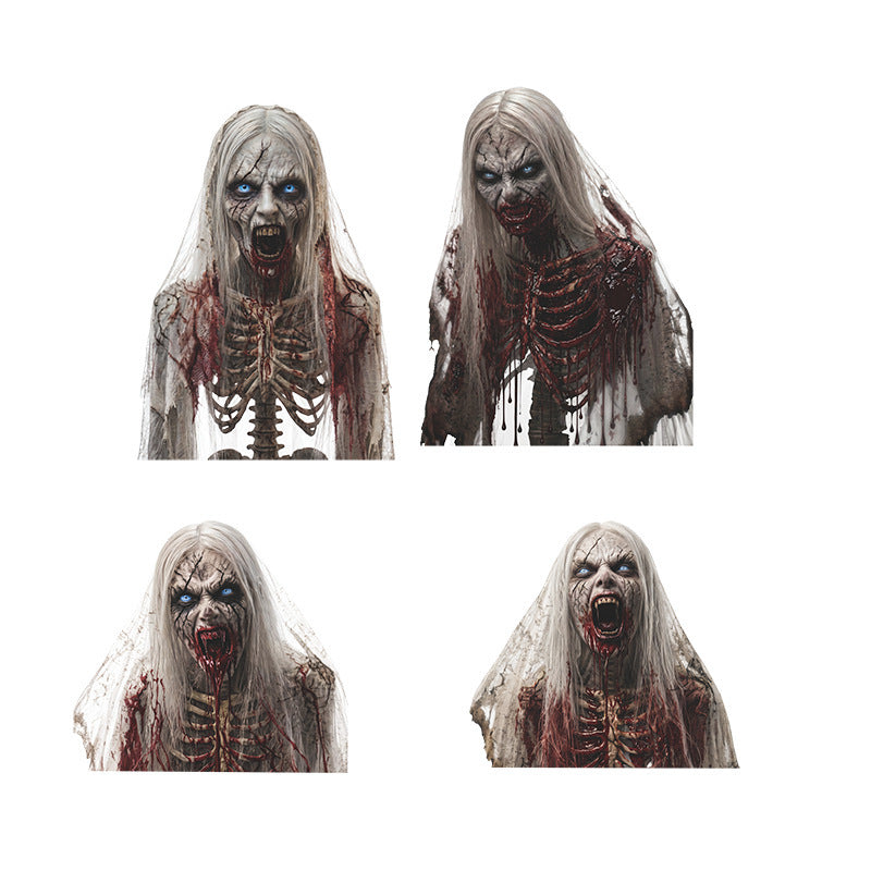 Halloween Horror Ghost Static Cling Window Stickers, PVC Glass Decals For Storefront Window Decor