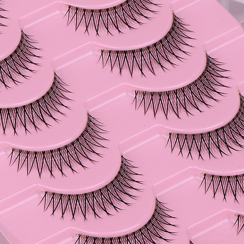 10 Pairs Hard Band False Eyelashes, Comic Doll Little Devil Cluster Lashes for Women